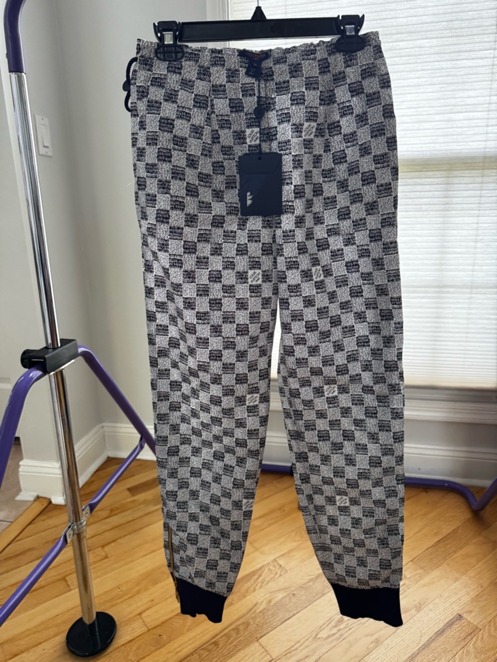 Louis Vuitton Black and White Checkerboard Joggers